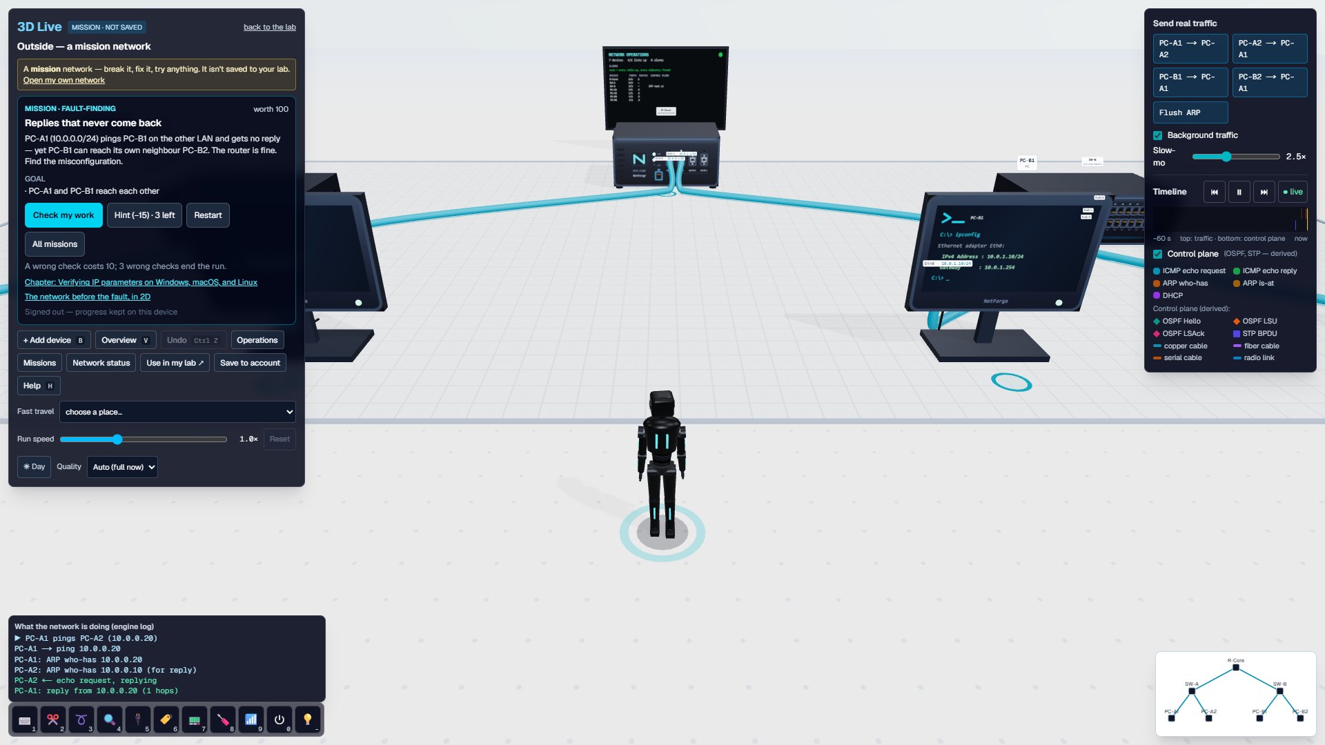 A 3D Live mission: find why the replies never come back